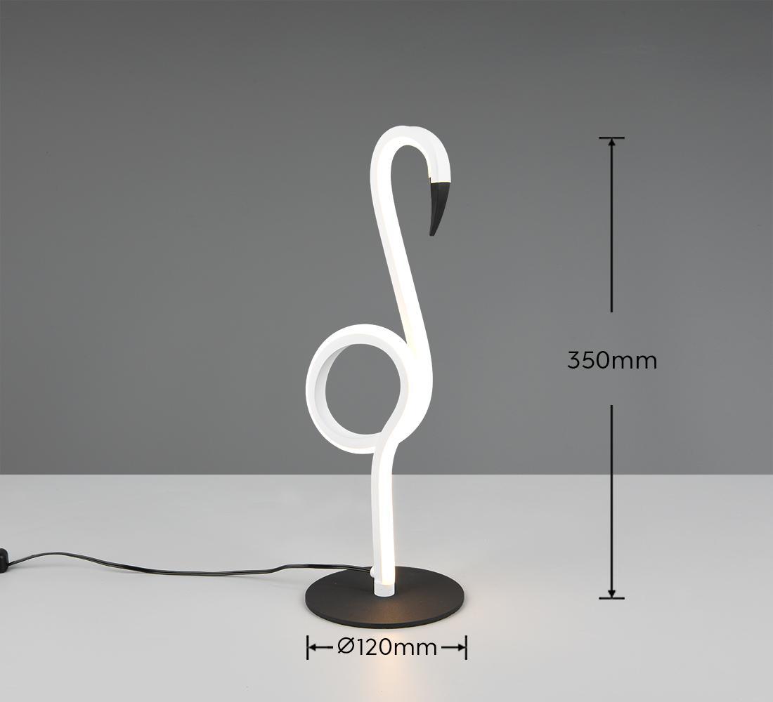 Dettaglio dimensioni lampada da tavolo fenicottero LED Trio Lighting con altezza 35 cm e base 12 cm