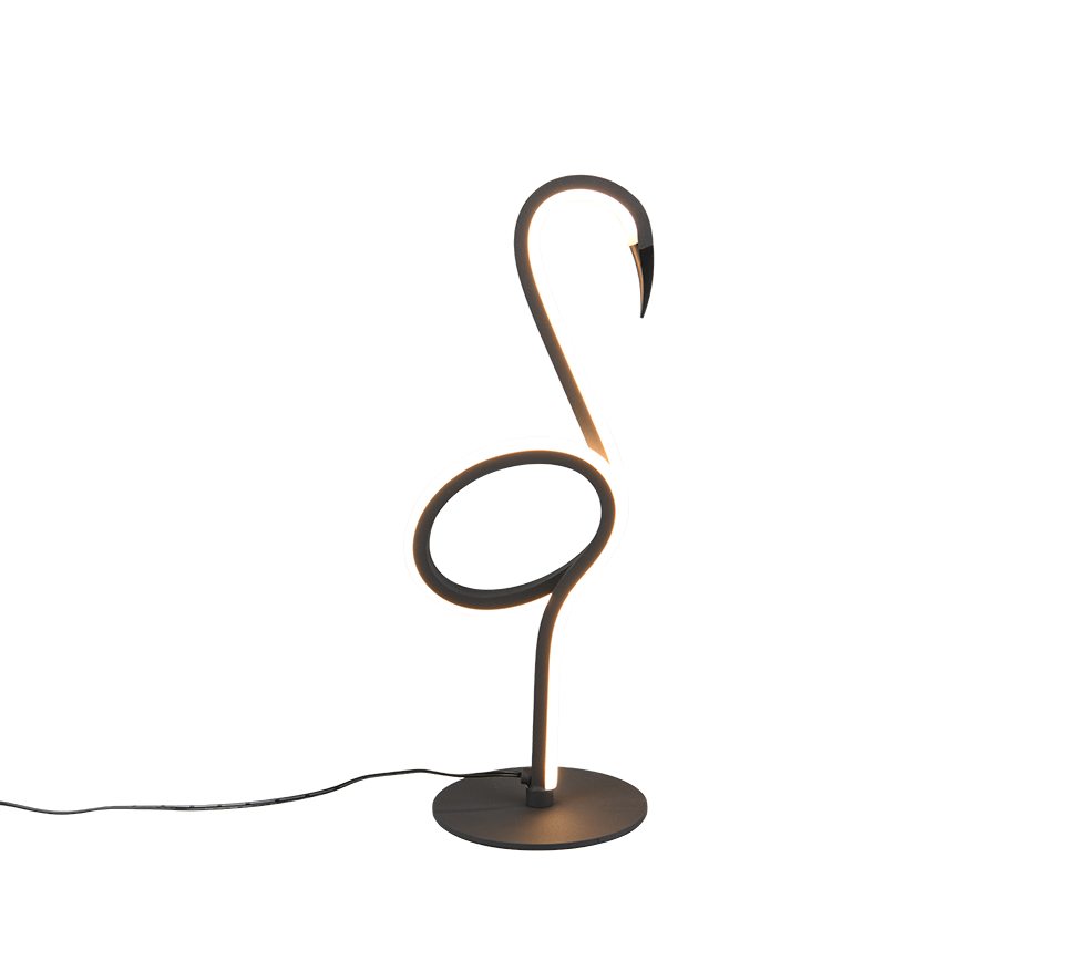 lampada da tavolo led design fenicottero nero opaco trio lighting illuminazione decorativa moderna interni