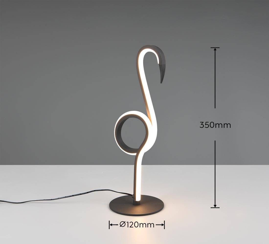 lampada led da tavolo fenicottero dimensioni 35 cm altezza base 12 cm nero opaco per interni moderni