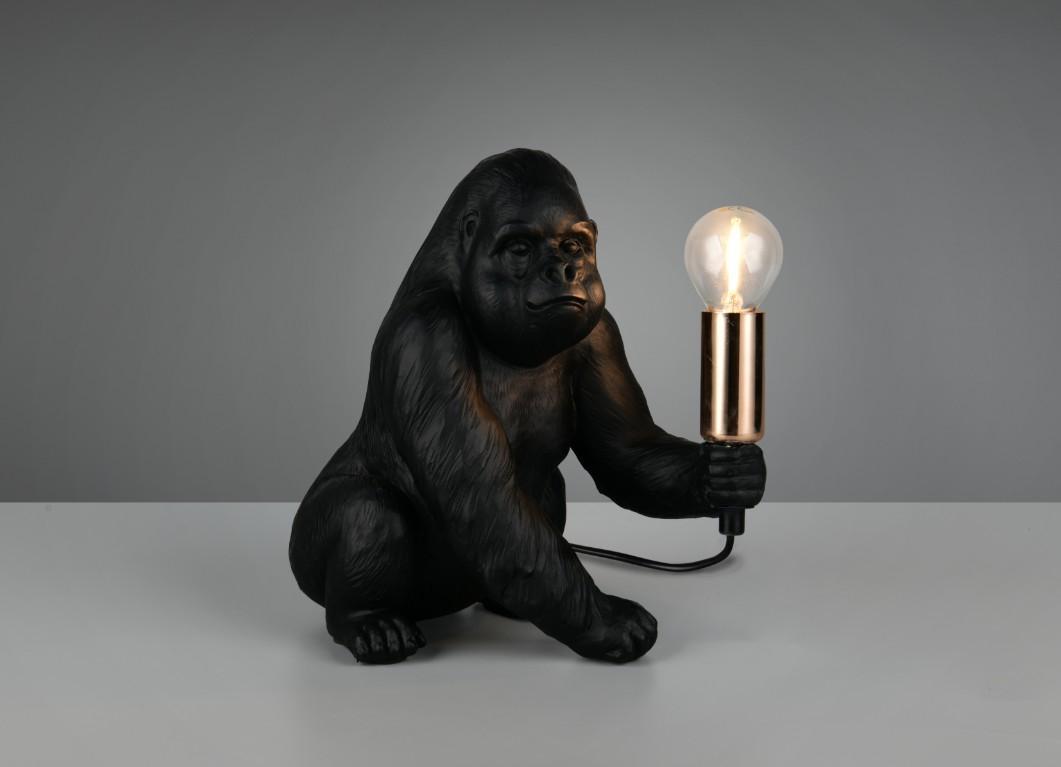 lampada da tavolo decorativa forma gorilla nero con portalampada E14 Trio Lighting
