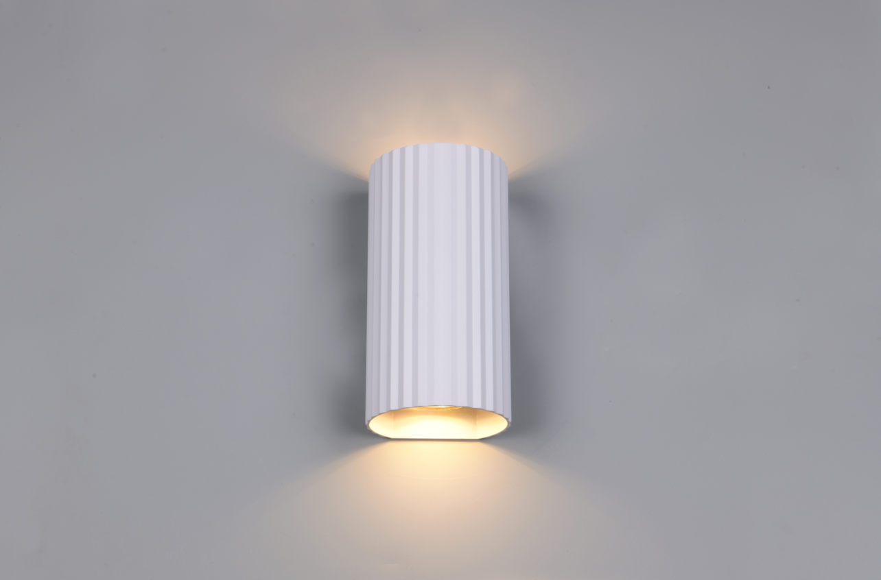 applique da parete cilindrica rigata bianco opaco luce su e giu