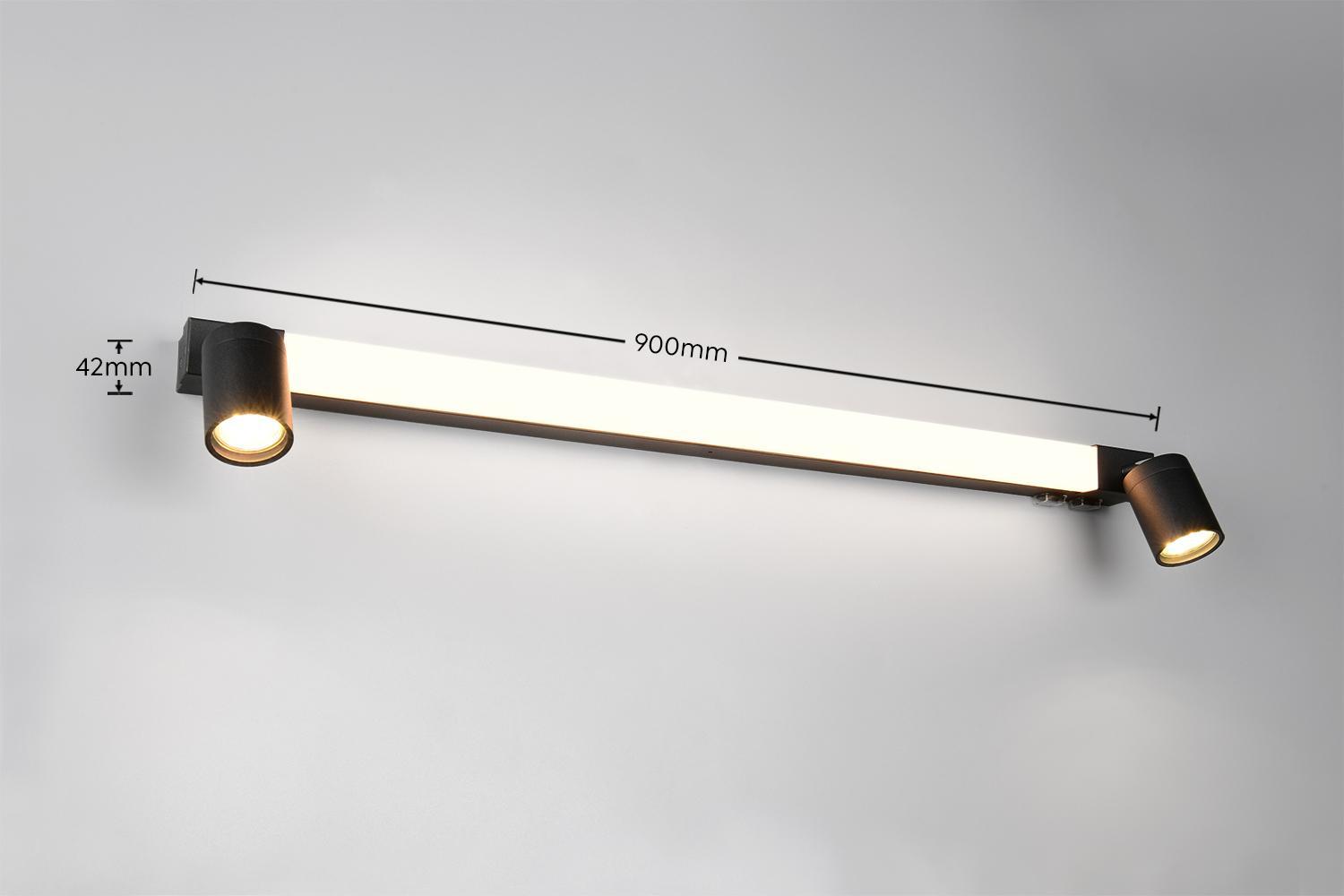 applique da parete 90 cm installata con indicazione dimensioni