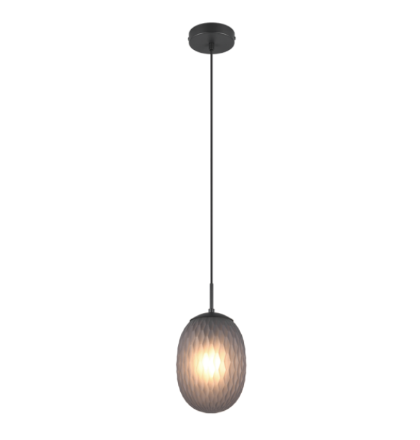 lampada a sospensione trio lighting facette nero opaco vetro fume e27