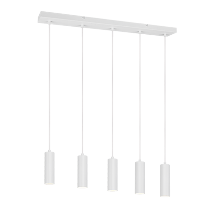 sospensione lineare 5 cilindri gu10 bianco opaco lampada a sospensione lineare 5 luci cilindri bianco opaco gu10