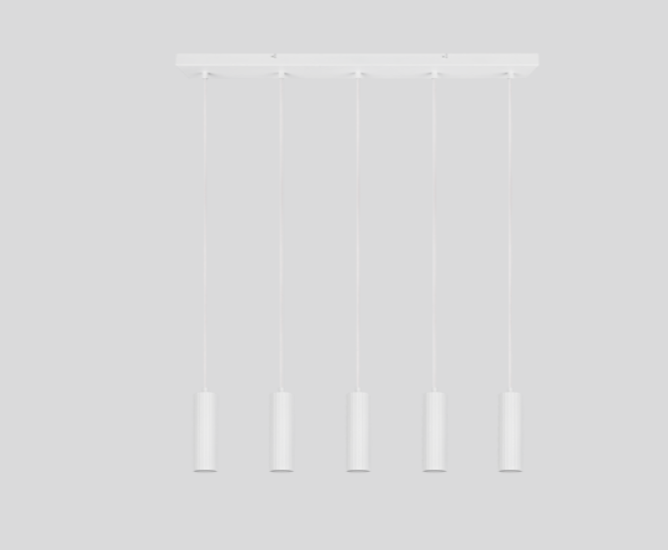lampada a sospensione 5 luci bianco opaco vista frontale sospensione a soffitto 5 punti luce bianco opaco vista frontale