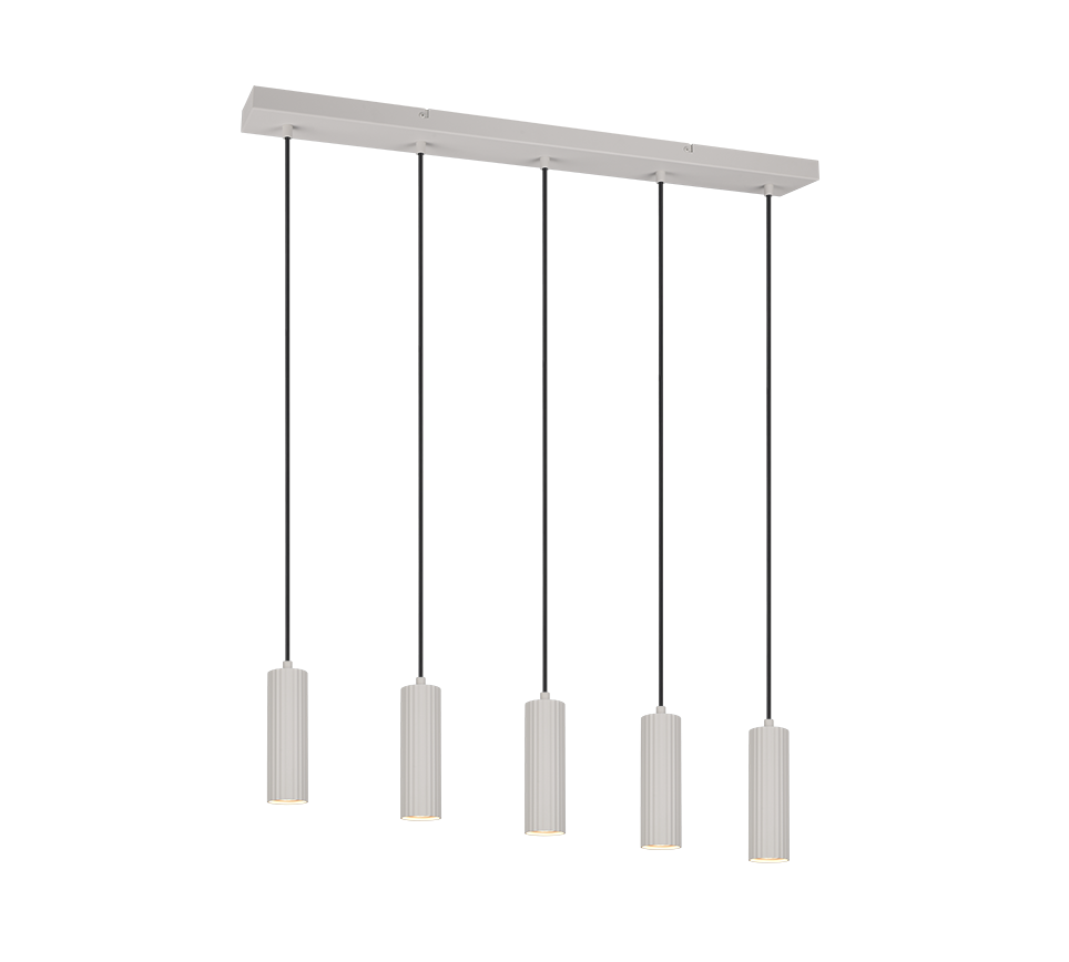 sospensione lineare 5 luci gu10 in metallo grigio caldo trio soka