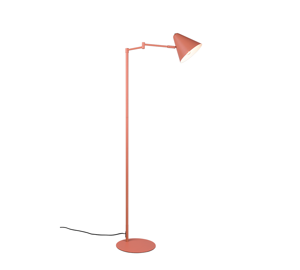 piantana da interno in metallo colore apricot con testa conica orientabile