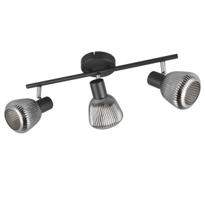 Faretto barra orientabile 3 luci metallo vetro nero  862800332