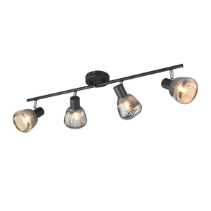 Faretto orientabile 4 spot metallo vetro nero  862800432