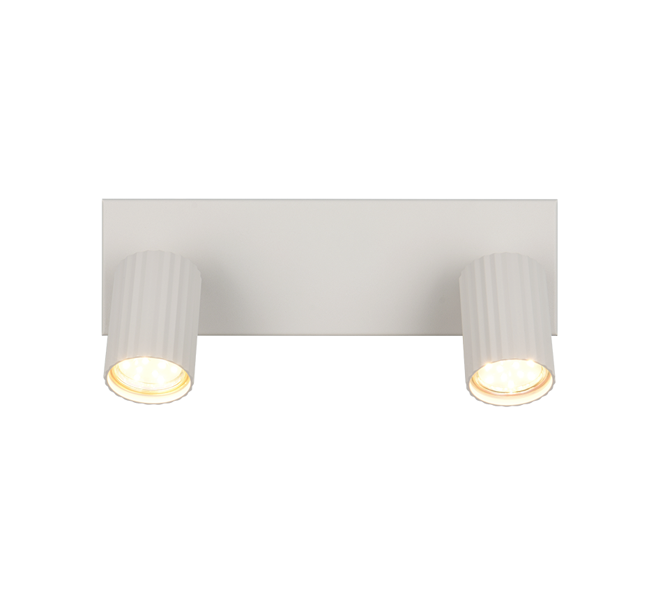 Barra faretto con 2 spot orientabili metallo grigio caldo vista frontale Trio Lighting