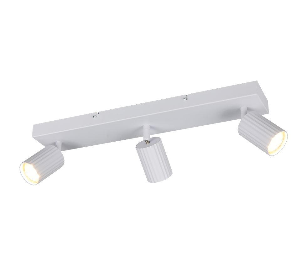 barra faretto 3 spot trio lighting con attacco gu10 in metallo bianco per uso interno