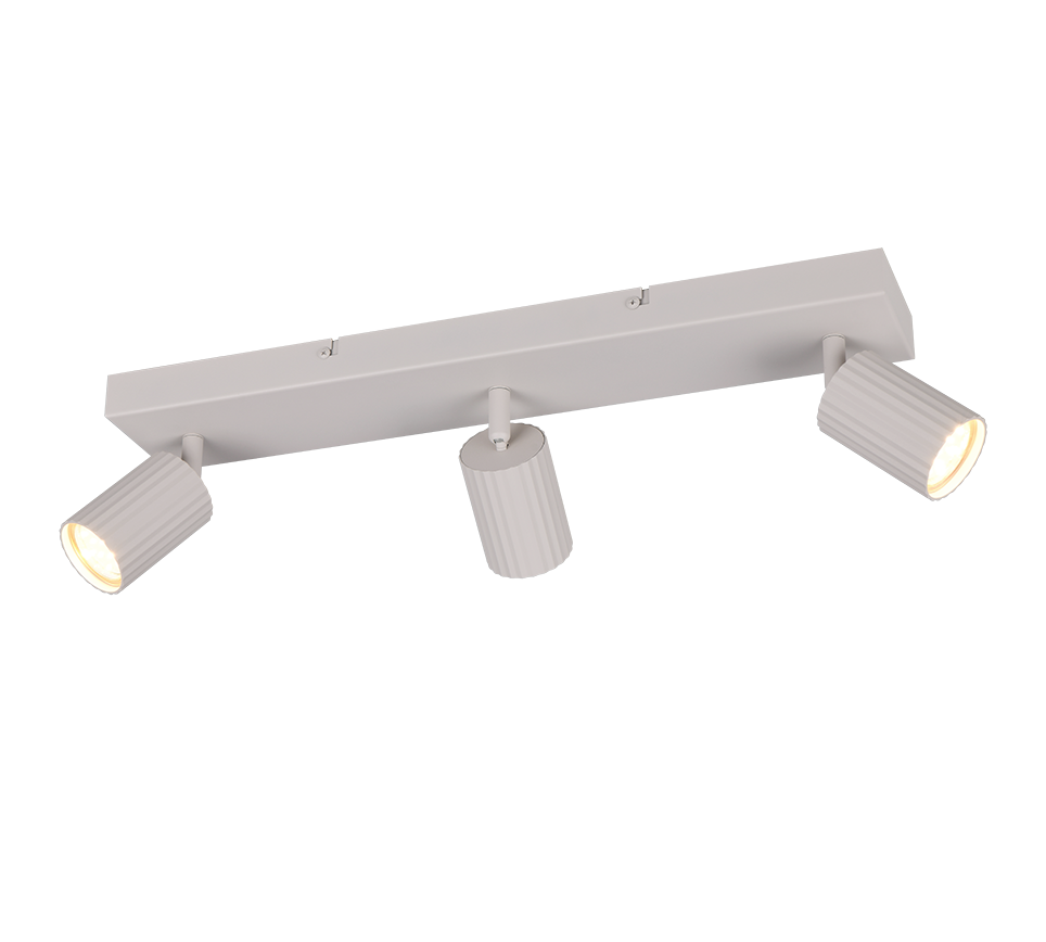 barra faretto trio lighting 3 spot orientabili metallo grigio caldo per parete o soffitto