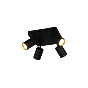 Plafoniera orientabile metallo nero 20x20cm trio soka 867730432