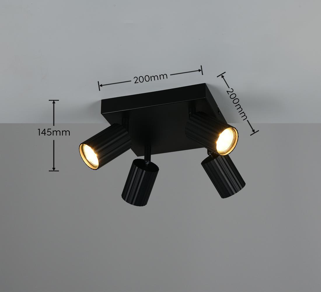 plafoniera moderna metallo nero con dimensioni compatte spot orientabili per interni