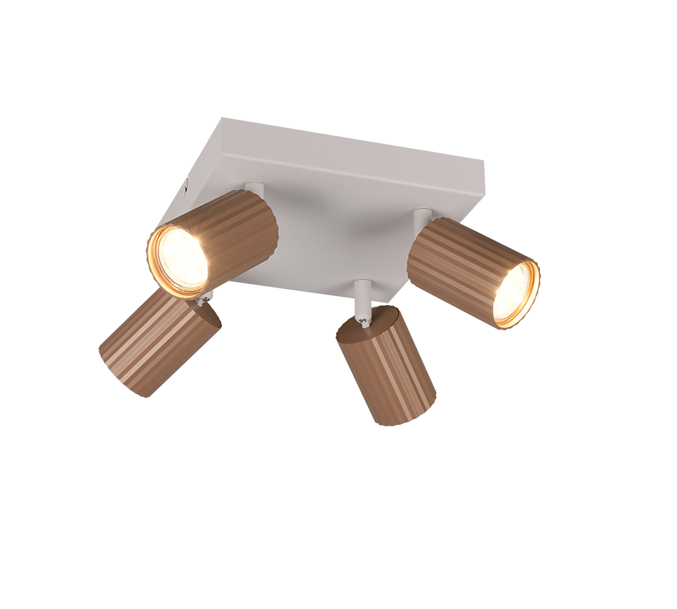 plafoniera soffitto spot orientabili color caffu00e8 design quadrato in metallo