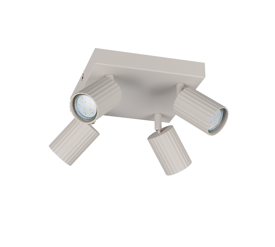 plafoniera con 4 spot orientabili in metallo grigio caldo per soffitto o parete della Trio Lighting