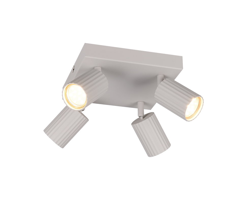 plafoniera 4 fari orientabili metallo grigio caldo design moderno per interni