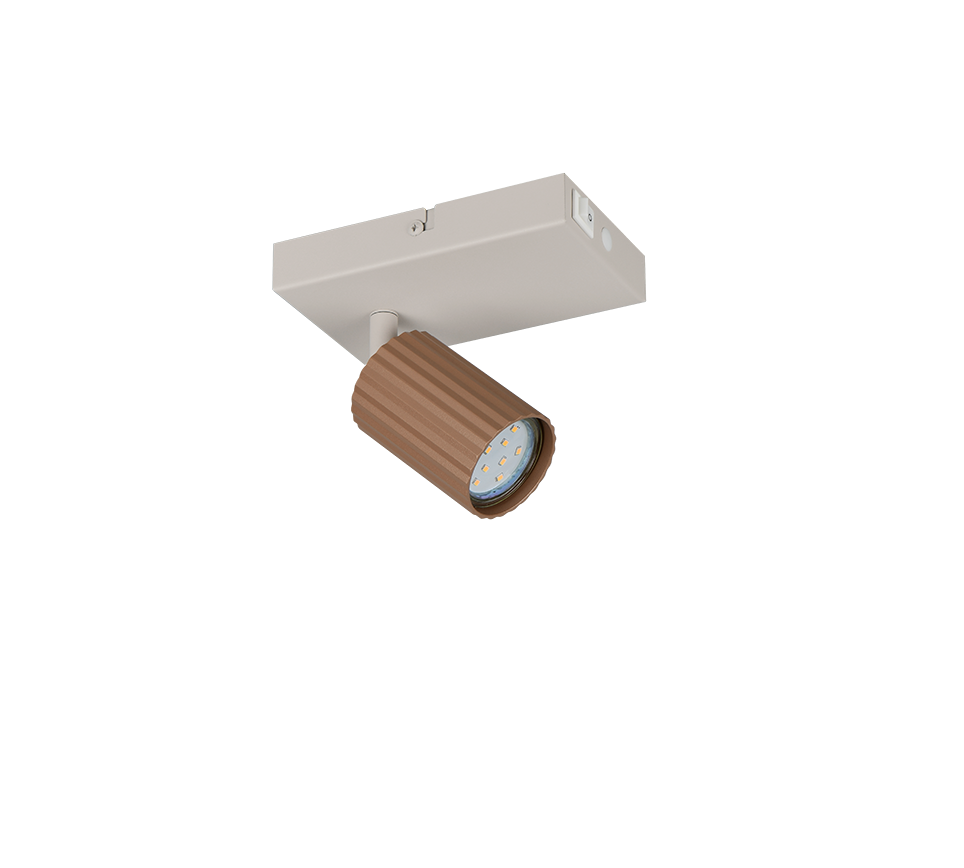faretto singolo con supporto in metallo fissato a soffitto colore caffu00e8 con attacco gu10 trio lighting