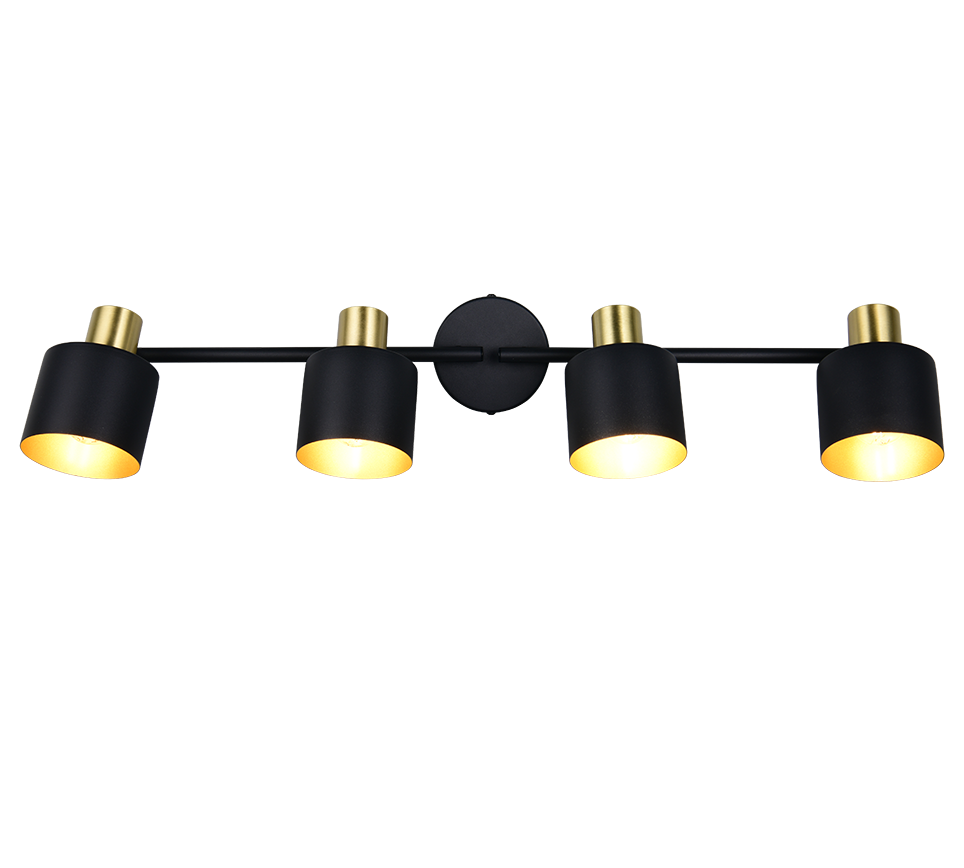faretto barra 4 spot orientabili metallo oro nero per soffitto trio lighting