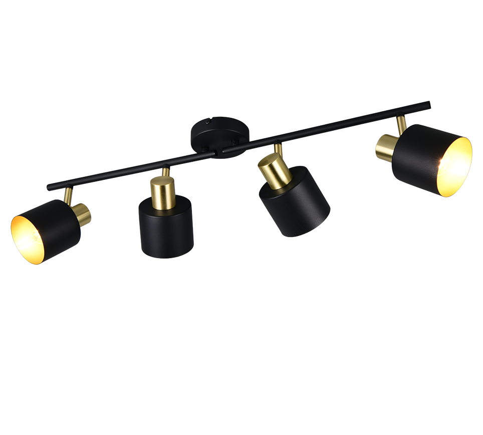 illuminazione interna con barra faretto a 4 luci orientabili nero e oro trio lighting