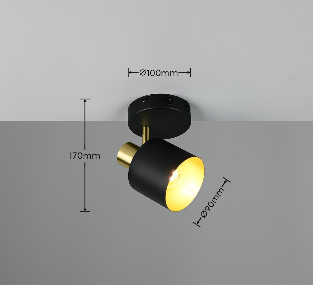 faretto orientabile oro nero installazione soffitto dimensioni trio lighting