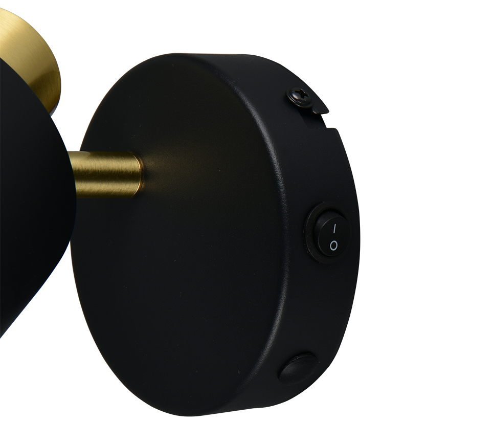 faretto orientabile oro nero vista frontale supporto parete soffitto trio lighting