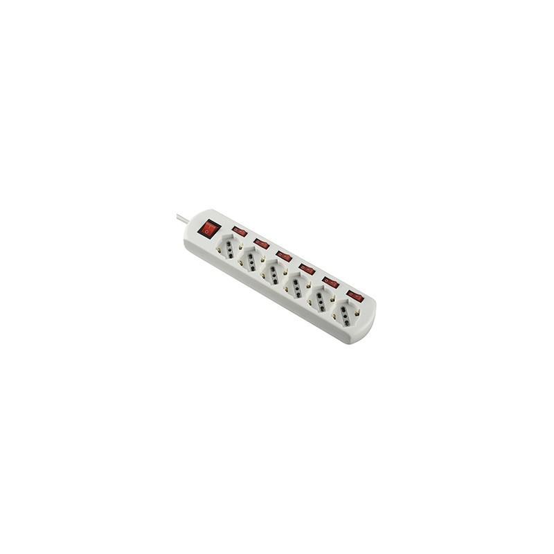 ciabatta elettrica 6 prese universali con interruttori on off electraline