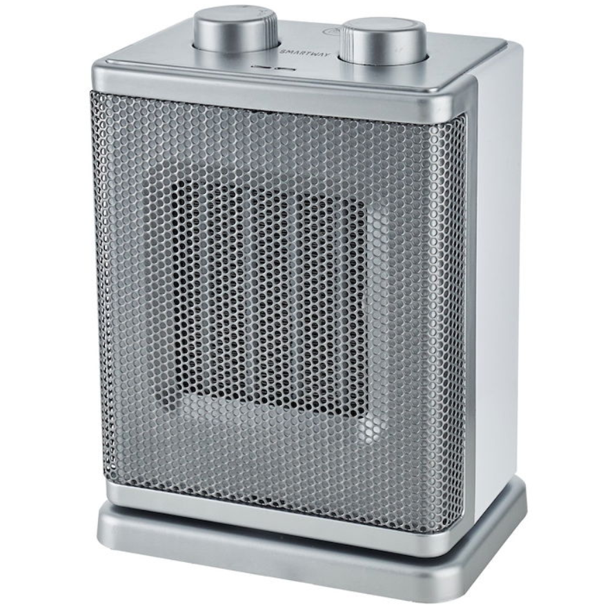 termoventilatore elettrico compatto 1800 w colore grigio con comandi a manopola