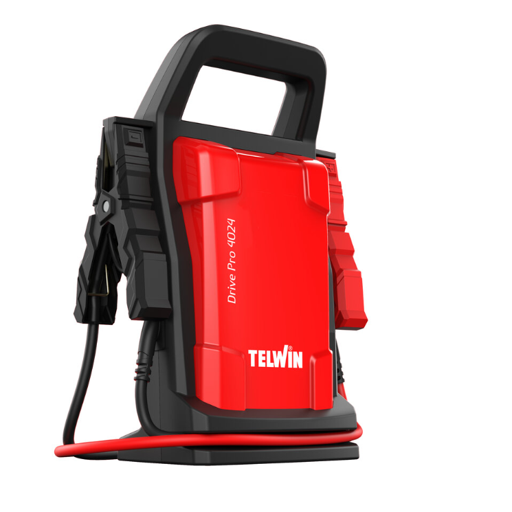 Avviatore di emergenza Telwin DRIVE PRO 4024 con maniglia e cavi laterali