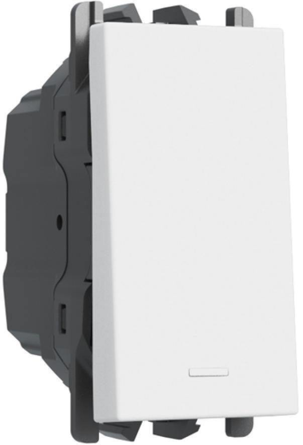 Deviatore unipolare bianco URMET Lybra 1 modulo vista laterale per impianti elettrici civili