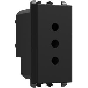 Presa elettrica p11 2p t 10a 250v nero 1 modulo  27301.n