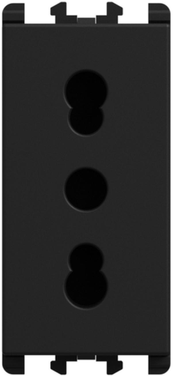 Presa bipasso Urmet P11-P17 1 modulo 2P+T 16A-250V Lybra Nero - 27303.N 02