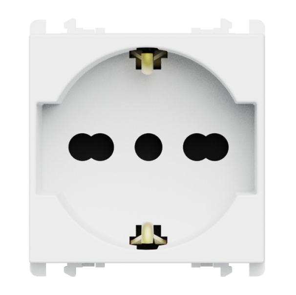 presa universale P40 2 moduli 2P T 16A bianca Urmet serie Lybra vista frontale