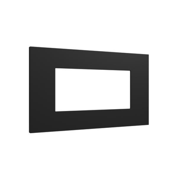 placca urmet 4 moduli nera lybra in tecnopolimero vista laterale