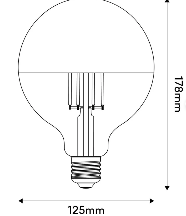 lampadina led globo specchiata oro con filamento a vista