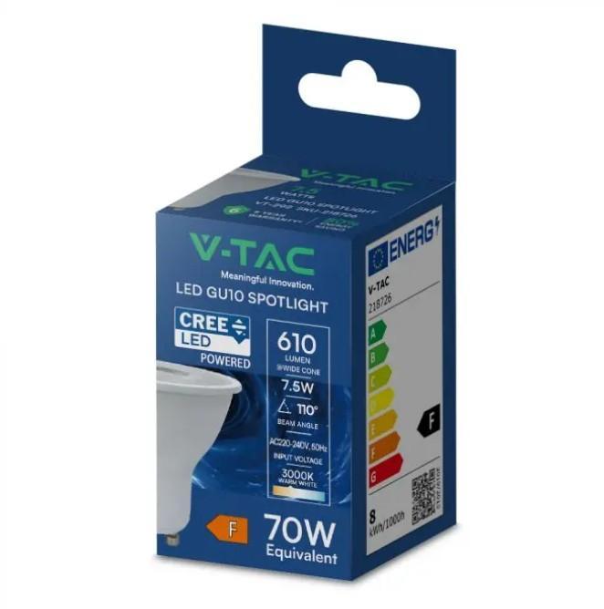 confezione lampadina spot led gu10 v tac 7 5w 610 lm