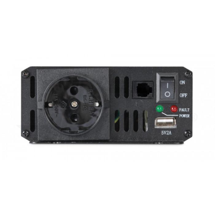 pannello frontale inverter alpha elettronica km0300 12 300w 12v con presa schuko porta usb led controllo