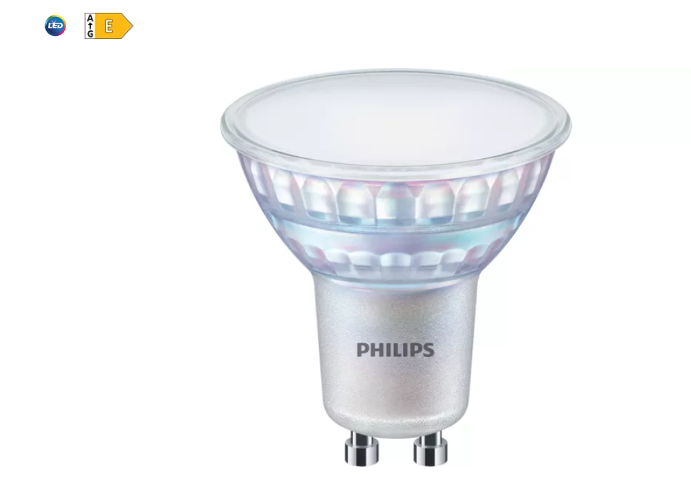 lampadina led spot gu10 vetro 680 lumen 4000k cri 90 philips vista laterale