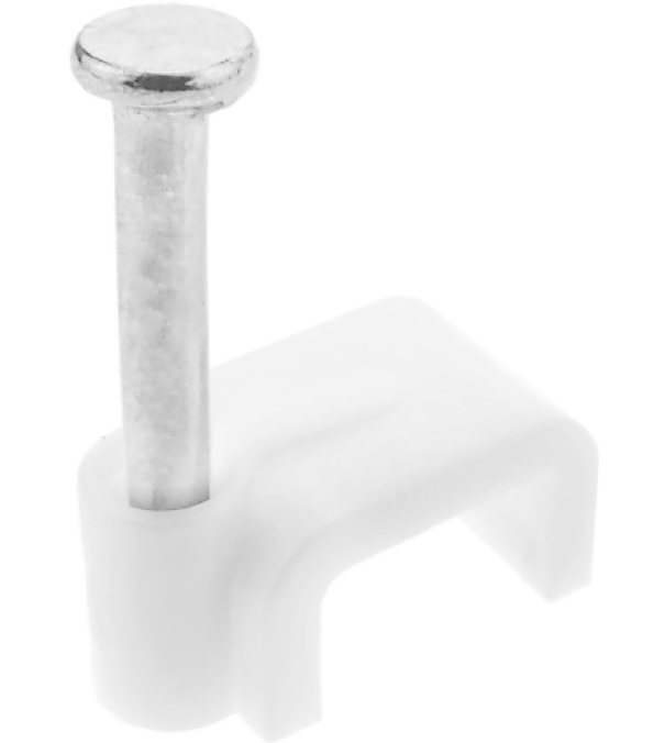 graffetta piatta bianca per cavo diametro 7 8 mm con chiodo in acciaio