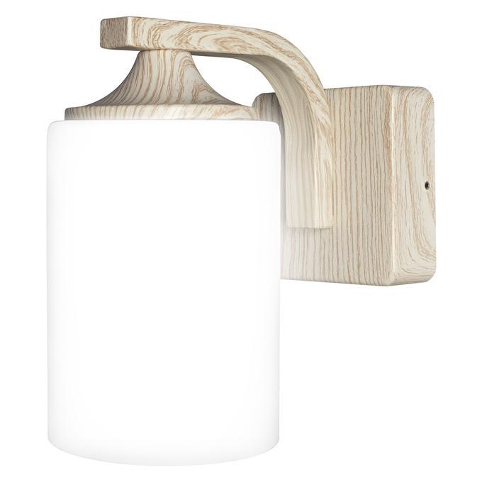 lampada da esterno cilindrica LEDVANCE effetto legno con diffusore in vetro smerigliato vista laterale