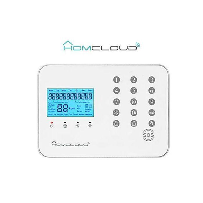 centrale antifurto wireless wifi gsm con tastiera touch schermo retroilluminato e logo Homcloud