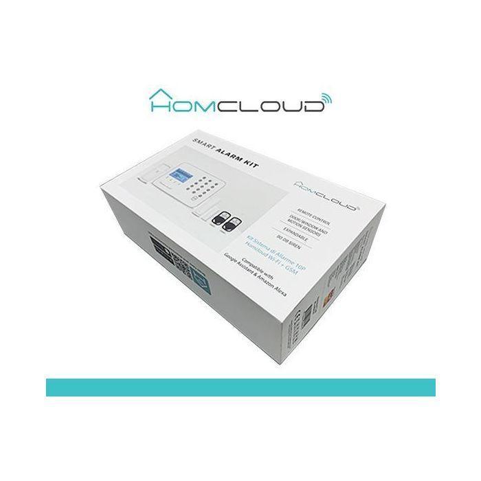 confezione kit antifurto wireless wifi gsm Homcloud con telecomandi e dettagli delle funzioni