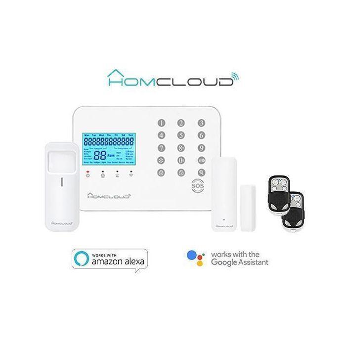 kit antifurto wireless wifi gsm Homcloud completo di centralina telecomandi e sensori integrabili con Alexa Google