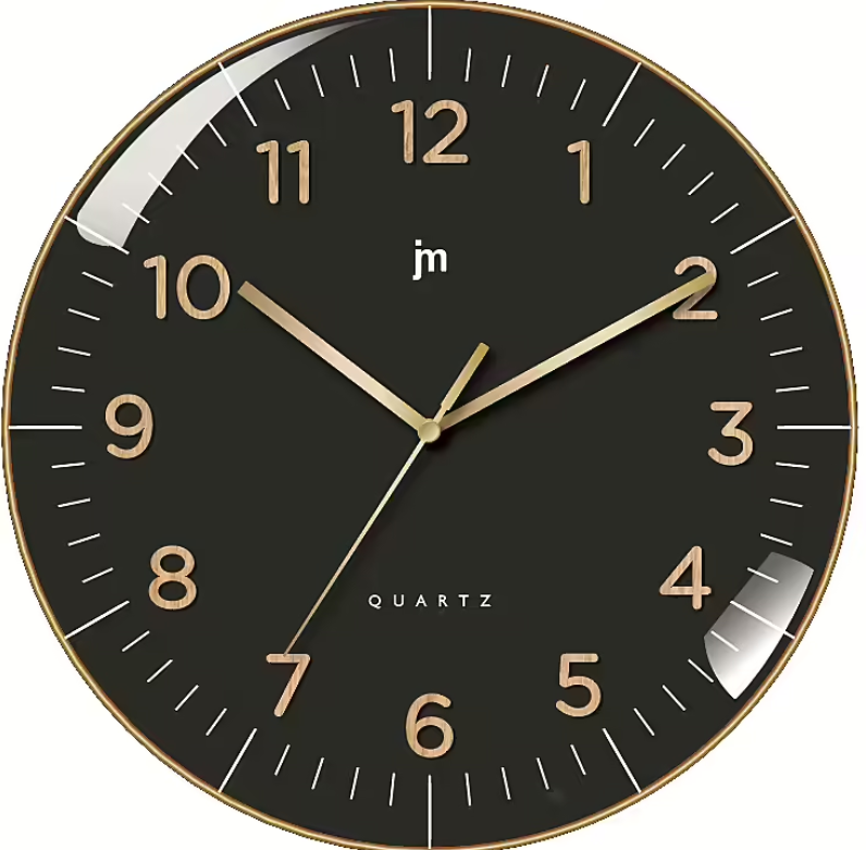 Orologio da parete tondo nero diametro 30 cm design moderno quadrante chiaro numeri ben visibili