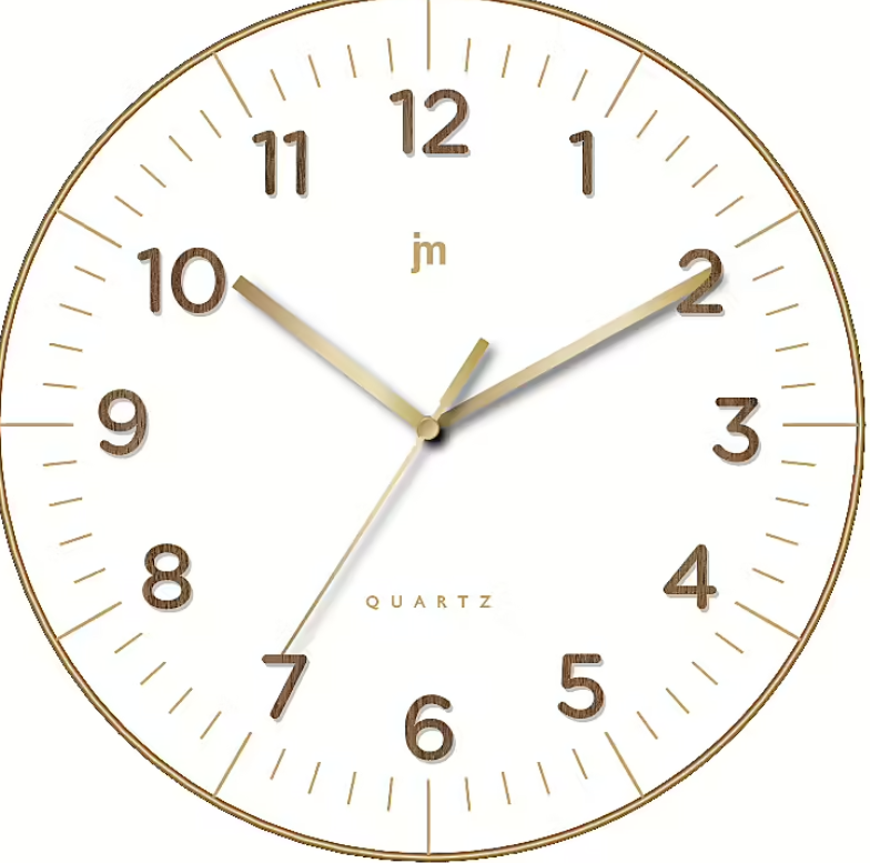 Orologio da parete tondo bianco con numeri dorati Lowell 30cm