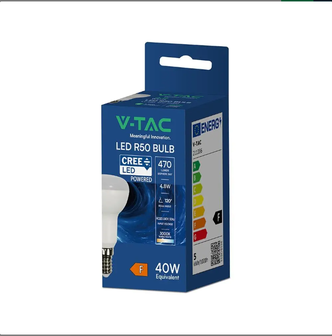 confezione lampadina led r50 e14 4 8w 470 lm v tac