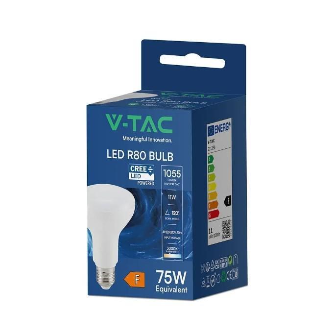 confezione lampadina led r80 e27 11w 3000k 1055 lm v tac