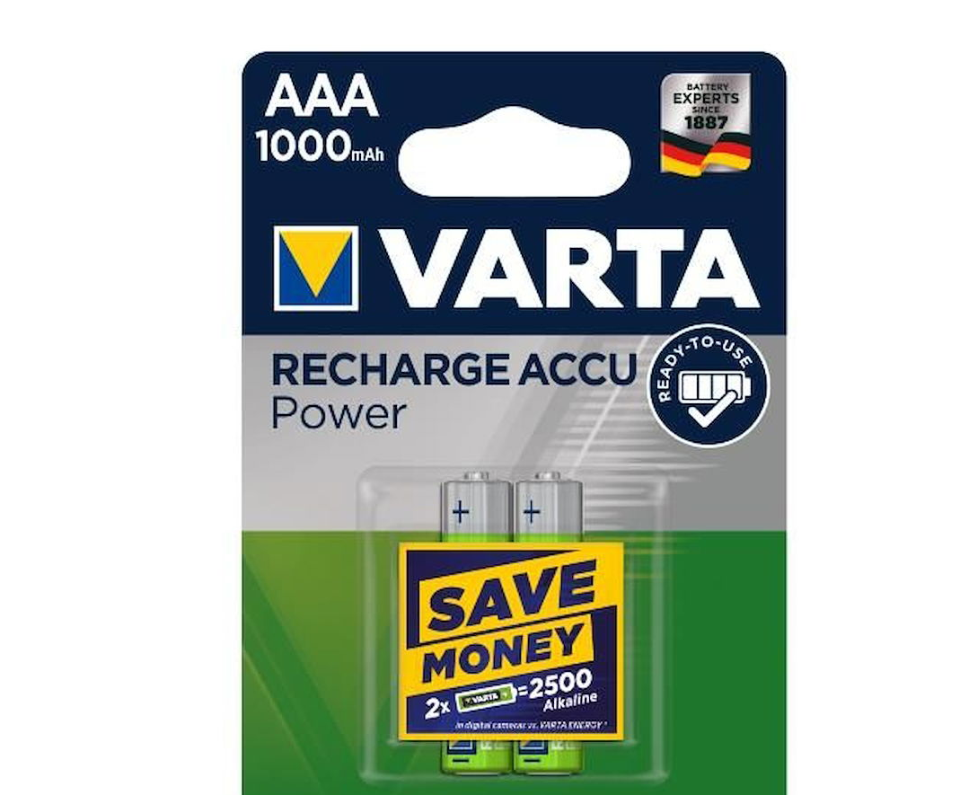batterie aaa ricaricabili varta 1000mah confezione 2 pezzi