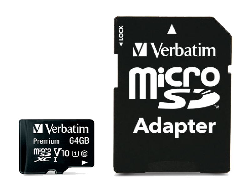 Scheda microSD Verbatim 64GB classe 10 con adattatore SD per dispositivi elettronici