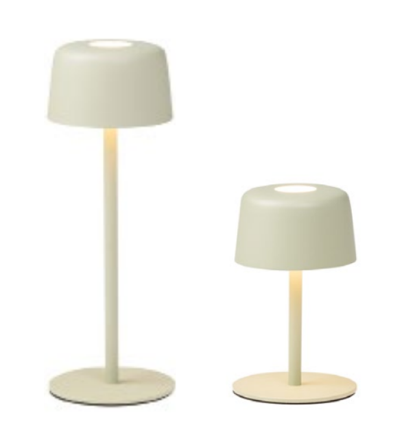 lampada da tavolo led portatile ricaricabile touch dimmer color salvia doppia altezza